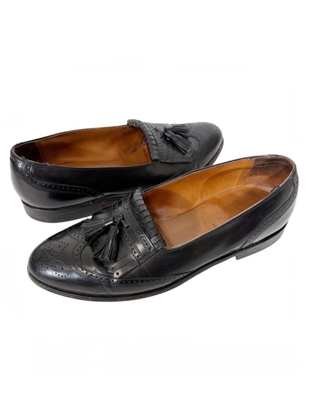 Bostonian Vintage Leather Black Kiltie Tassel Wingtip 26271 USA Loafers Size 10